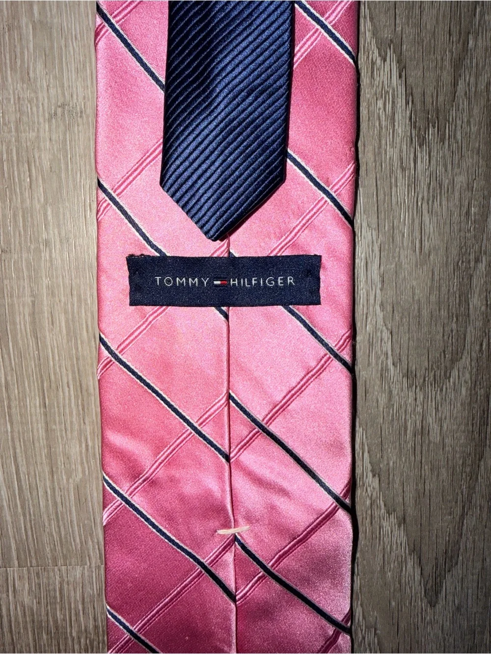 Tommy Hilfiger Pink Diagonal Stripe Silk-Effect Tie